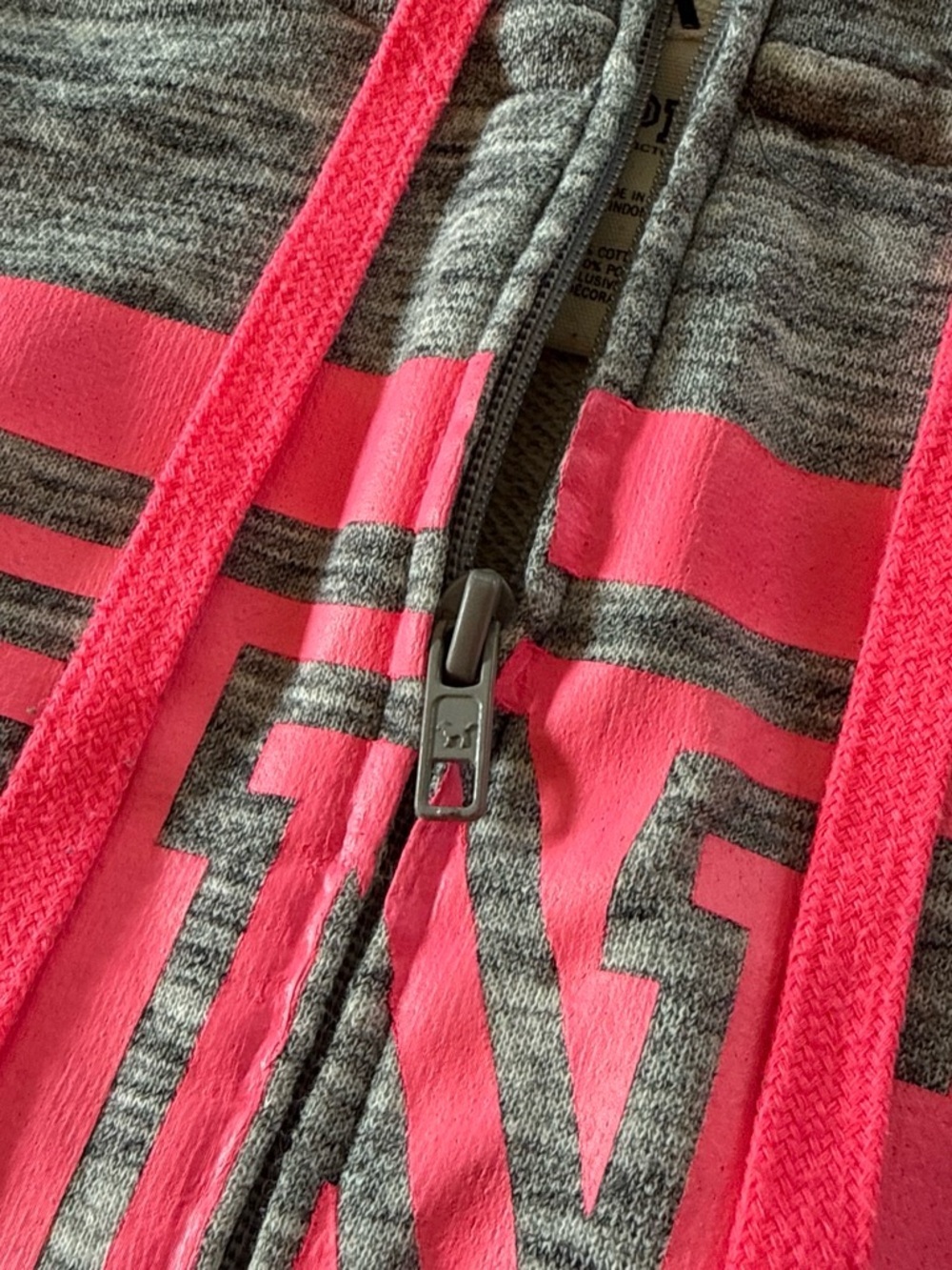 PINK Victoria's Secret Gray & Hot Pink Hooded Sweatshirt - Picture 3 of 6